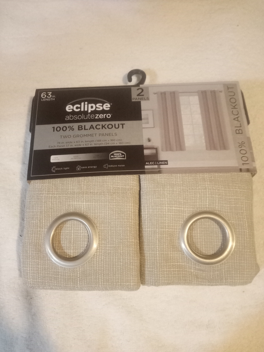 Eclipse Absolute Zero 100% Blackout Grommet Curtain Panels in Linen Beige